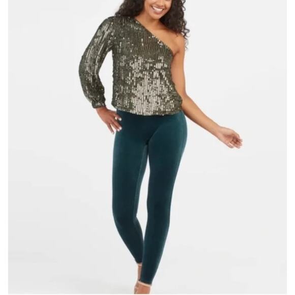 SPANX Velvet Tummy Control High Rise Leggings - Forest Green - Small - NWOT - Picture 3 of 12